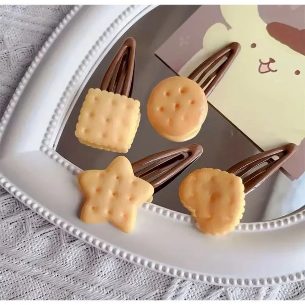 Zara Kids Novelty Cookie Hair Clips Set Biscuit Cracker Snap Barrettes 8 pcs Set